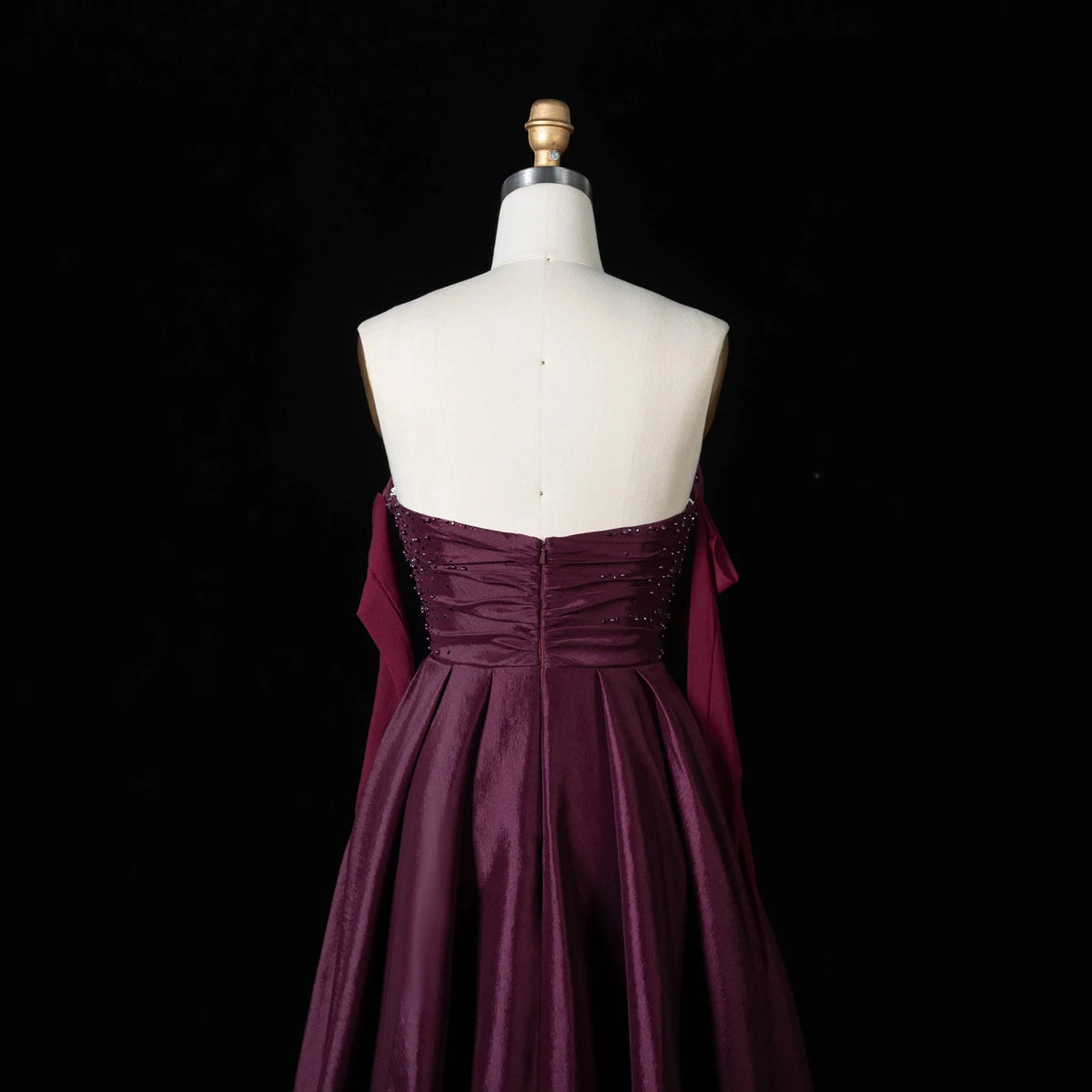 Jancember LSZ605 Chic Contrasting Formal Gown Dramatic Floor Length Cape Train Elegant Maxi Dress