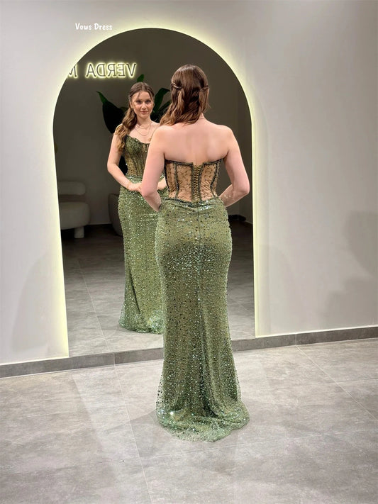 Vows Tube Top Robe De Cocktail Femme Fishtail Skirt Elegant Women's Dresses for Wedding Party Dress Custom Made Sequins