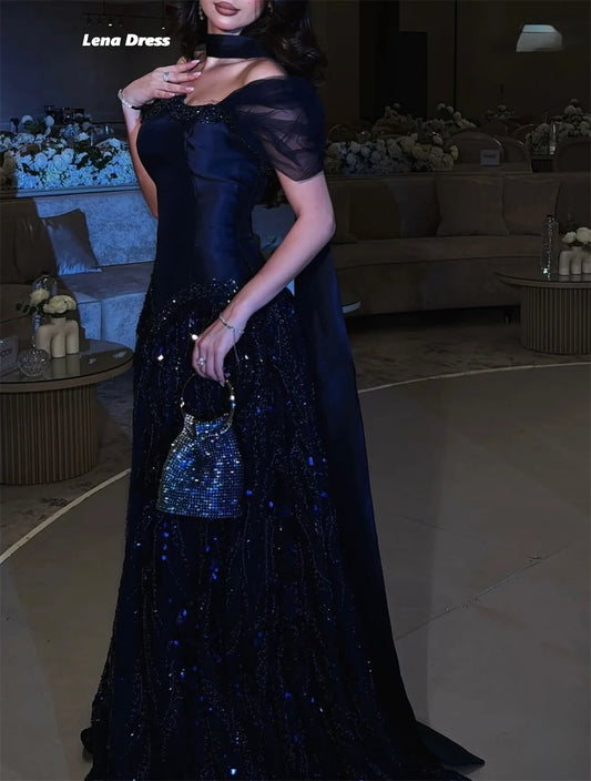 Lena Shawl Gala Dress Prom Luxury Dress Customized Line A Elegant Evening Dresses for Woman Luxury Evening Dresses 2025 Shiny
