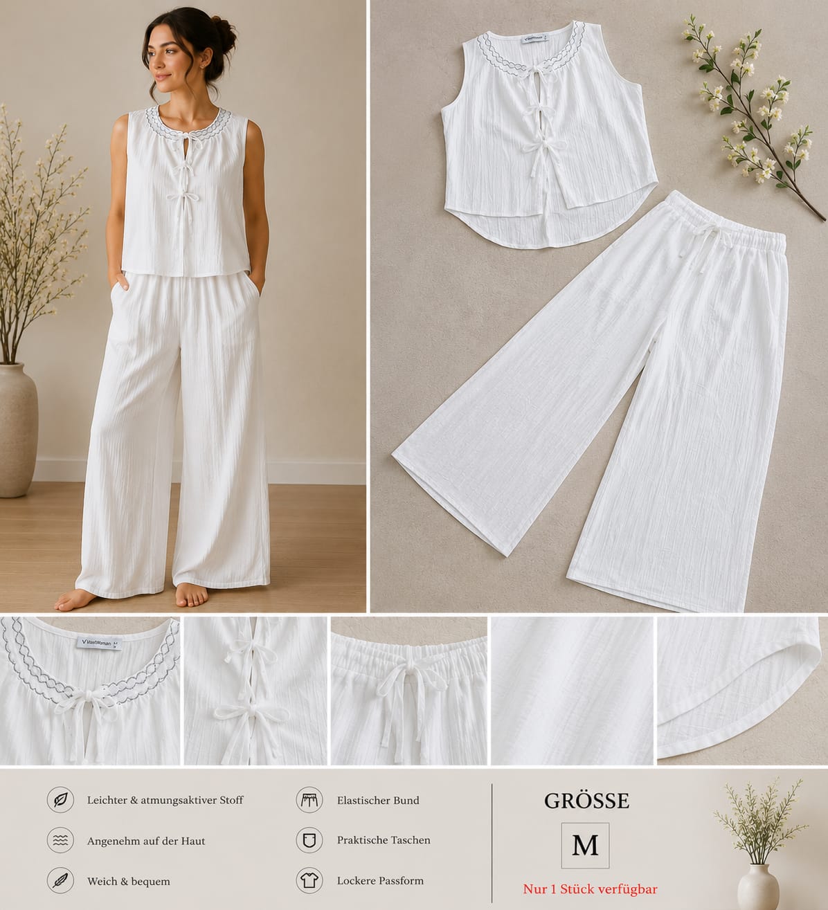 Damen Zweiteiler – Ärmelloses Top & weite Hose ست دو تکه زنانه – تاپ بدون آستین و شلوار گشاد