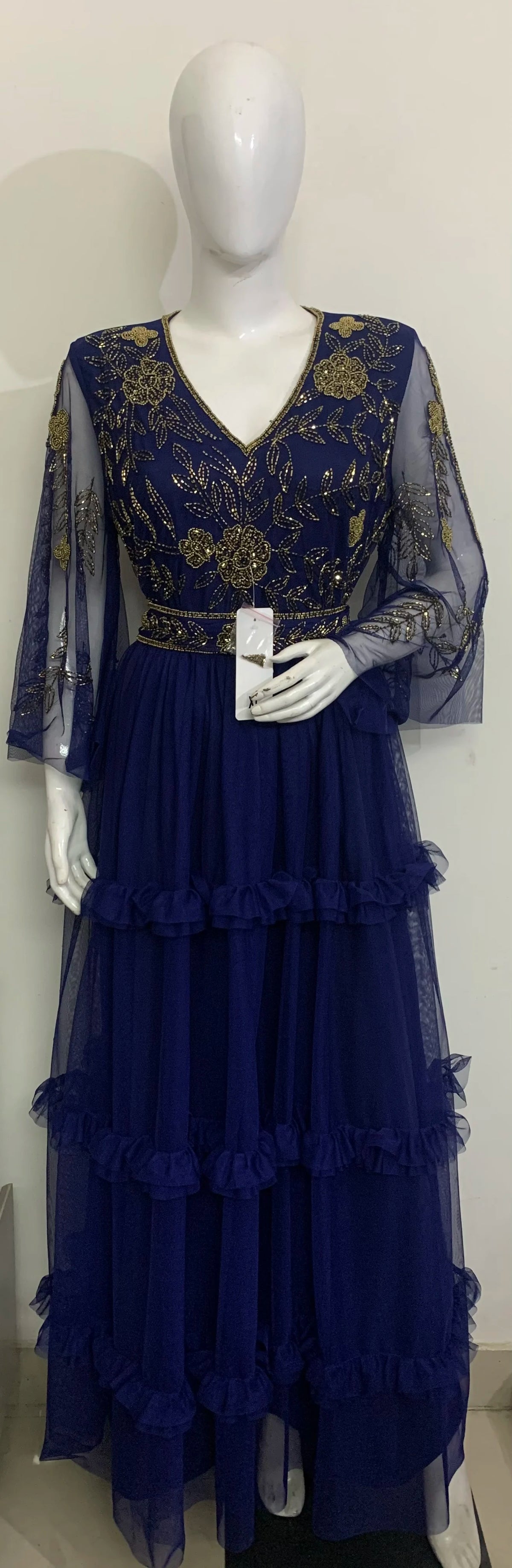 2026 Luxury Beaded Dubai for Women Wedding Party Gowns Evening Dress Long Sleeves Flare Net Skirt Style Outfit Club Party Wear