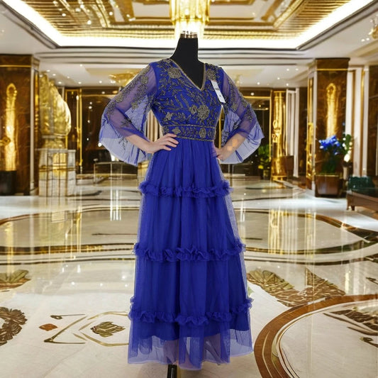 2026 Luxury Beaded Dubai for Women Wedding Party Gowns Evening Dress Long Sleeves Flare Net Skirt Style Outfit Club Party Wear