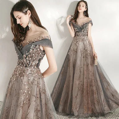 Hot Sale Hight Quality Luxury Evening Dress Beads Sequin V Neck Backless Crystal Party Prom Women Formal Dress