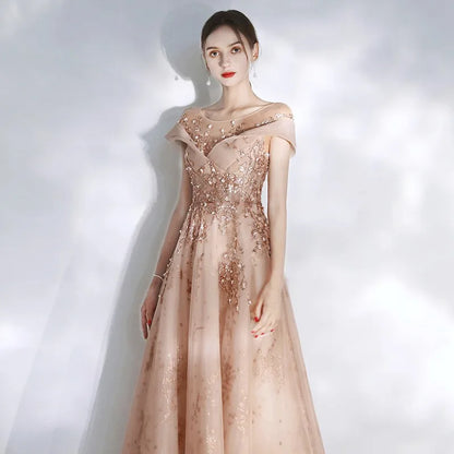 Hot Sale Hight Quality Luxury Evening Dress Beads Sequin V Neck Backless Crystal Party Prom Women Formal Dress