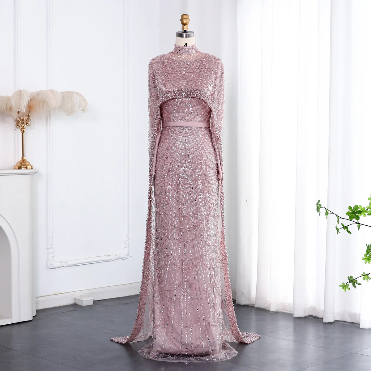 SharonSaid SS369A Dubai  Emerald Green Luxury Long Sleeves Muslim Evening Dress with Cape Women Wedding Special Occasion Gowns
