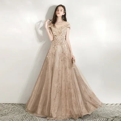 Hot Sale Hight Quality Luxury Evening Dress Beads Sequin V Neck Backless Crystal Party Prom Women Formal Dress