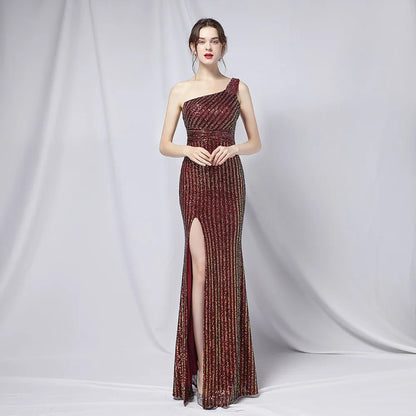 18699# Sexy Long Slimming Toast Bride Heavy Craft Beads Socialite Party Evening Dress