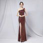 18699# Sexy Long Slimming Toast Bride Heavy Craft Beads Socialite Party Evening Dress