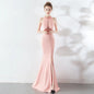 8637# Bridal Toasting Fashion Long Red Fishtail Halter Wedding Evening Dress