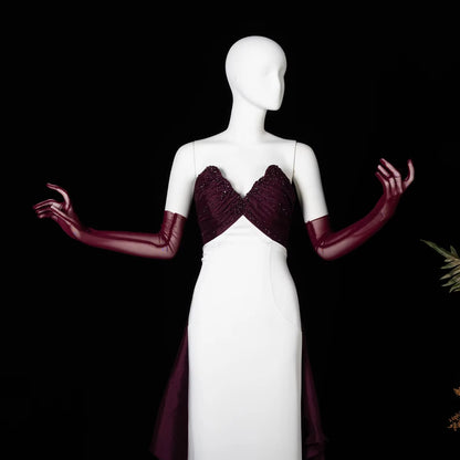 Jancember LSZ605 Chic Contrasting Formal Gown Dramatic Floor Length Cape Train Elegant Maxi Dress