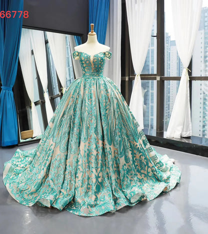 Feishiluo Women's Modern Ball Gowns Luxury Sequins Lace Wedding Party Evening Dress Available Colorful Prom Dresses-Wholesale