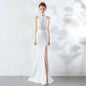 8637# Bridal Toasting Fashion Long Red Fishtail Halter Wedding Evening Dress