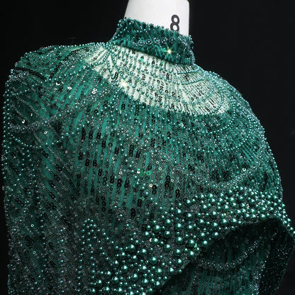 SharonSaid SS369A Dubai  Emerald Green Luxury Long Sleeves Muslim Evening Dress with Cape Women Wedding Special Occasion Gowns