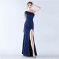 31367#2024 Craft Beaded Ostrich Hair Satin Cloth Long Evening Dress