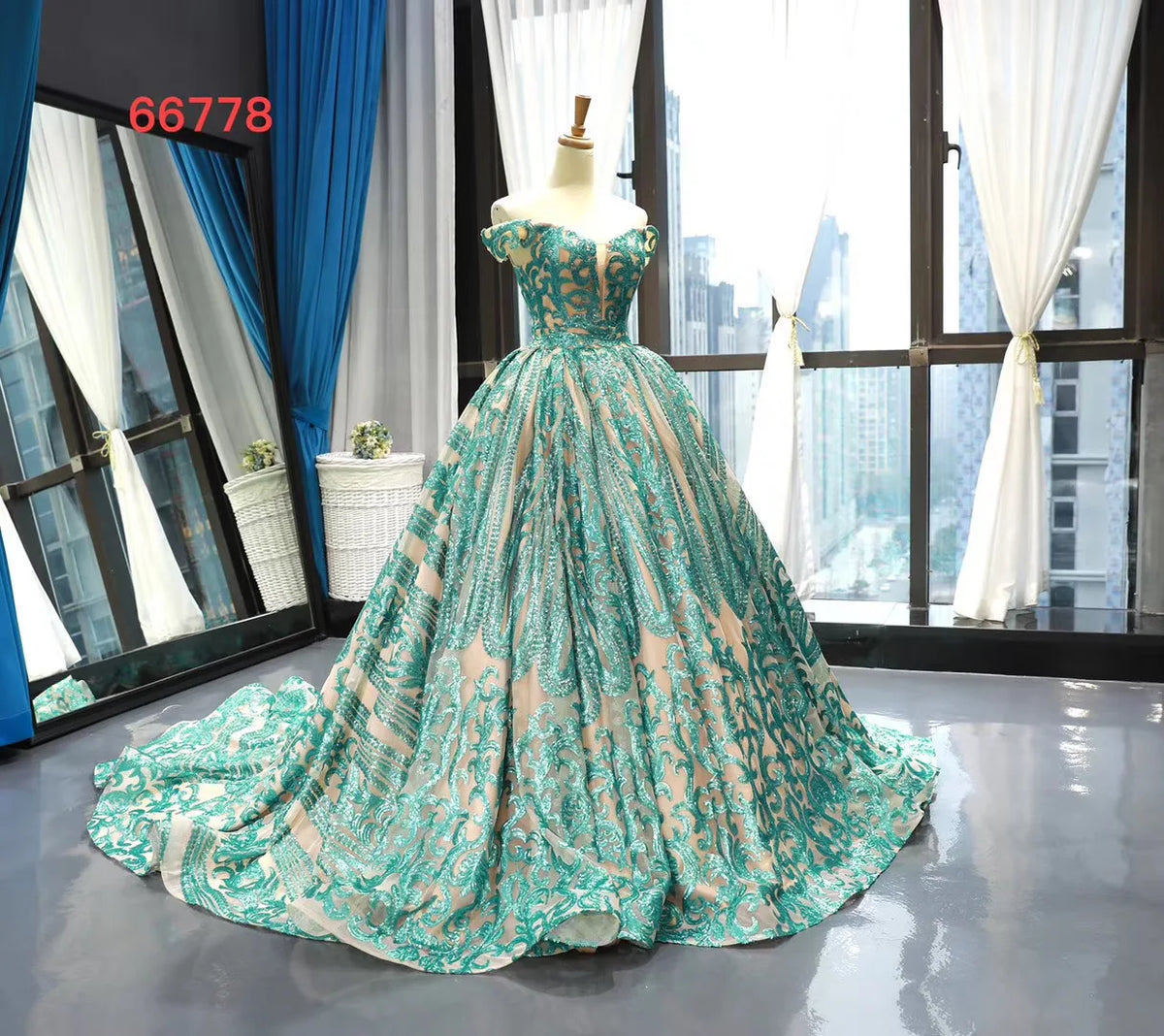 Feishiluo Women's Modern Ball Gowns Luxury Sequins Lace Wedding Party Evening Dress Available Colorful Prom Dresses-Wholesale