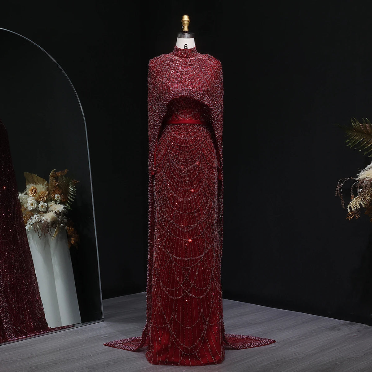 SharonSaid SS369A Dubai  Emerald Green Luxury Long Sleeves Muslim Evening Dress with Cape Women Wedding Special Occasion Gowns