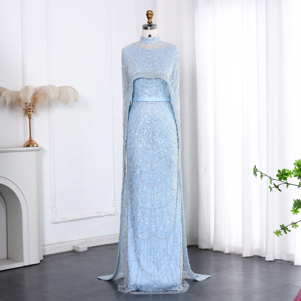 SharonSaid SS369A Dubai  Emerald Green Luxury Long Sleeves Muslim Evening Dress with Cape Women Wedding Special Occasion Gowns