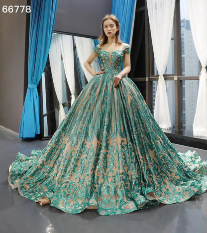 Feishiluo Women's Modern Ball Gowns Luxury Sequins Lace Wedding Party Evening Dress Available Colorful Prom Dresses-Wholesale