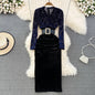Wholesale Fashion Long Bodycon Party Elegant Design Velvet Vestidos Evening Dress for Lady