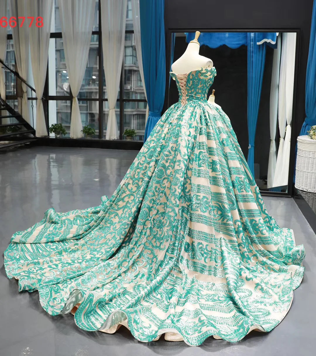 Feishiluo Women's Modern Ball Gowns Luxury Sequins Lace Wedding Party Evening Dress Available Colorful Prom Dresses-Wholesale