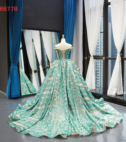 Feishiluo Women's Modern Ball Gowns Luxury Sequins Lace Wedding Party Evening Dress Available Colorful Prom Dresses-Wholesale