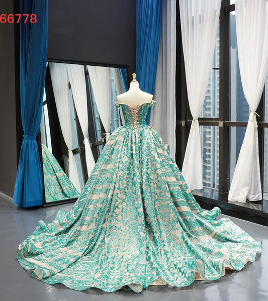 Feishiluo Women's Modern Ball Gowns Luxury Sequins Lace Wedding Party Evening Dress Available Colorful Prom Dresses-Wholesale