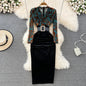 Wholesale Fashion Long Bodycon Party Elegant Design Velvet Vestidos Evening Dress for Lady