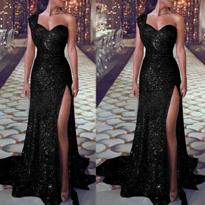 Big Sales Formal Party Long Evening Dress With Split Bridesmaid Gold Color Gowns Dresses