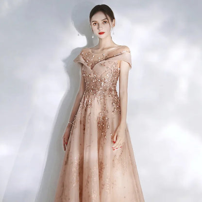 Hot Sale Hight Quality Luxury Evening Dress Beads Sequin V Neck Backless Crystal Party Prom Women Formal Dress