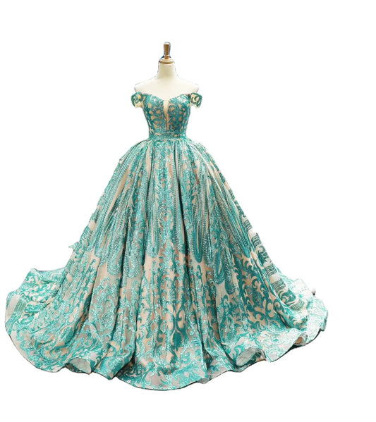 Feishiluo Women's Modern Ball Gowns Luxury Sequins Lace Wedding Party Evening Dress Available Colorful Prom Dresses-Wholesale