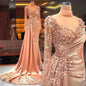 Sequened Beaded Long Evening Dresses 2026 Luxury Mermaid Full Sleeves Formal Prom Dance Party Gown Special Occasions Customized