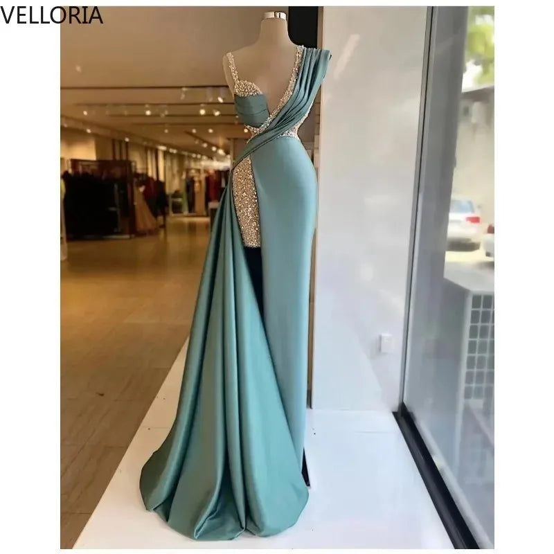 Sparkly Sequins Mermaid Evening Dress Long Formal Prom Gown Plus Size Custom Made Party Dress Vestdos De Fiesta Customized