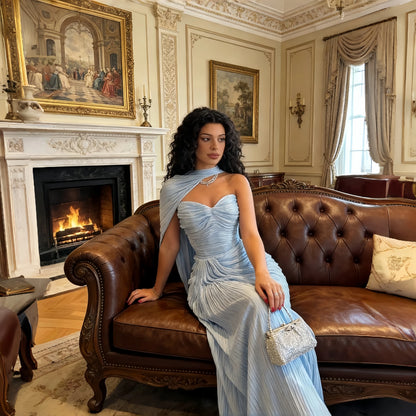 Shiny Satin Mermaid Evening Dress Sweetheart Ruffle Bobycon Prom Dress Sexy Pleats Party Gown Brithdays Dress Evening Dresses