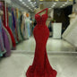 Customized Exquisite Evening Dresses Gorgeous Dazzling One Shoulder Backless Fishtail Gown Beading Long Dress Formal Party Gowns
