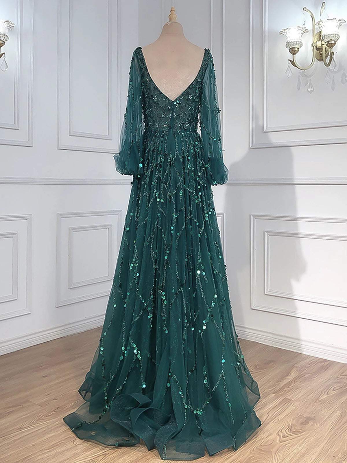 Women Luxurious Elegant Dress Solid Mesh Patchwork Puff Sleeve High Waist V-Neck Party Maxi Dress Lace Evening Prom Club Dresses