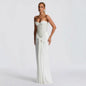 Sexy Sequin Patchwork Strapless Maxi Dress Women Sleeveles Off-shoulder Cinched-waist Pleated Dresses Lady Evening Party Gowns