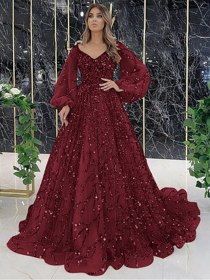 Women Luxurious Elegant Dress Solid Mesh Patchwork Puff Sleeve High Waist V-Neck Party Maxi Dress Lace Evening Prom Club Dresses
