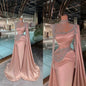 Elegant High Neck Mermaid Evening Dresses Long Sleeve Floor Length Prom Gowns Crystals Special Occasion Party Dress Customized