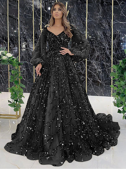 Women Luxurious Elegant Dress Solid Mesh Patchwork Puff Sleeve High Waist V-Neck Party Maxi Dress Lace Evening Prom Club Dresses