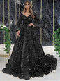 Women Luxurious Elegant Dress Solid Mesh Patchwork Puff Sleeve High Waist V-Neck Party Maxi Dress Lace Evening Prom Club Dresses