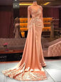 Sequened Beaded Long Evening Dresses 2026 Luxury Mermaid Full Sleeves Formal Prom Dance Party Gown Special Occasions Customized