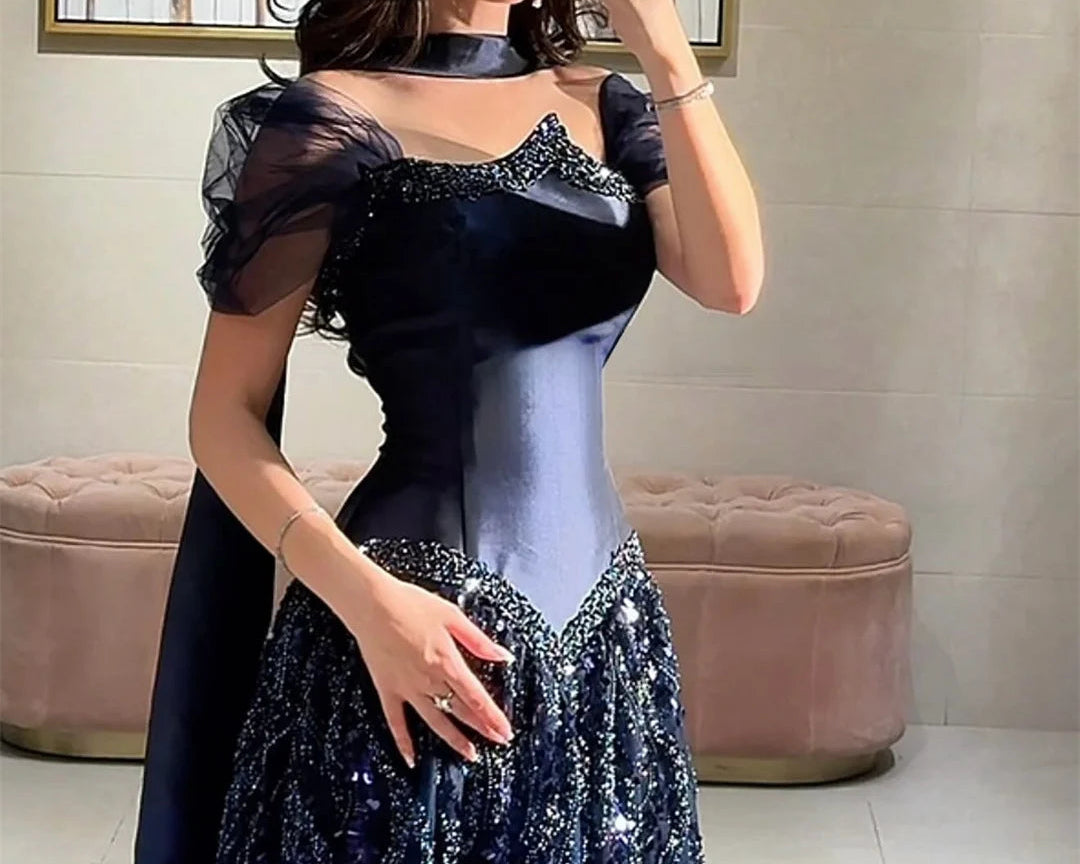 Lena Shawl Gala Dress Prom Luxury Dress Customized Line A Elegant Evening Dresses for Woman Luxury Evening Dresses 2025 Shiny