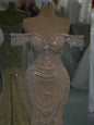 Sparkle Crystals Off Shoulder Long Evening Dresses Customized 2026 Nude Champagne Elegant Female Wedding Guest Party Wear Gowns
