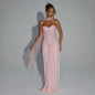 Sexy Sequin Patchwork Strapless Maxi Dress Women Sleeveles Off-shoulder Cinched-waist Pleated Dresses Lady Evening Party Gowns