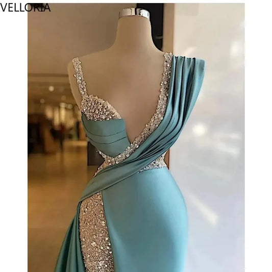 Sparkly Sequins Mermaid Evening Dress Long Formal Prom Gown Plus Size Custom Made Party Dress Vestdos De Fiesta Customized