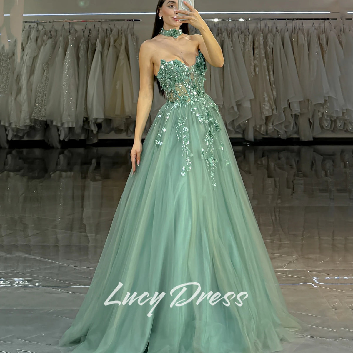Lucy Customized Party Dress Long Dresses With Sleeves Wedding Dresses for Parties Special Occasion Dress Elegant Gowns Prom Gown
