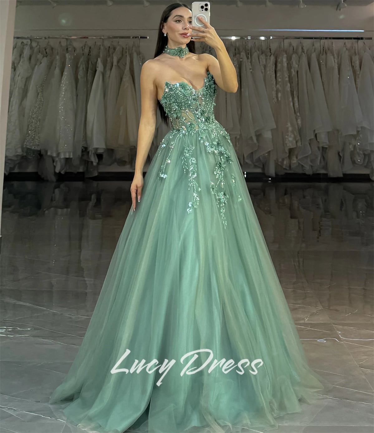 Lucy Customized Party Dress Long Dresses With Sleeves Wedding Dresses for Parties Special Occasion Dress Elegant Gowns Prom Gown