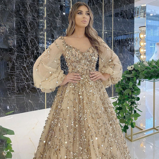 Women Luxurious Elegant Dress Solid Mesh Patchwork Puff Sleeve High Waist V-Neck Party Maxi Dress Lace Evening Prom Club Dresses