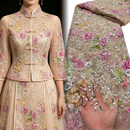 African Lace Fabric Sequins Beaded Embroidery Groom Nigerian Bridal Southeast Asian Style High Quality French Tulle Lace Wedding
