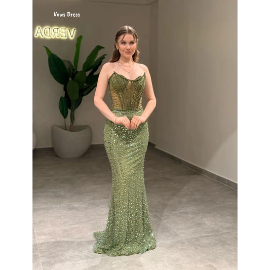 Vows Tube Top Robe De Cocktail Femme Fishtail Skirt Elegant Women's Dresses for Wedding Party Dress Custom Made Sequins